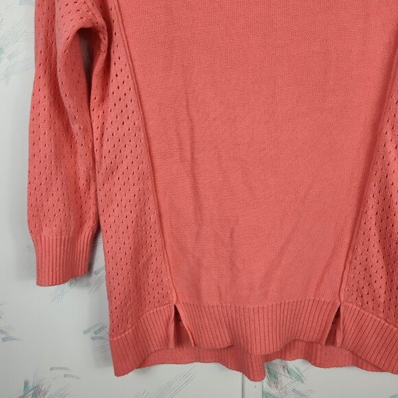 American Eagle Outfitters Coral Orange Open Knit Sweater - Picture 3 of 8
